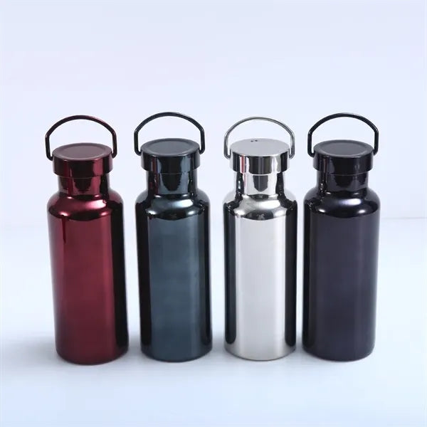 Travel sports metal water bottle with handle lid shining coa