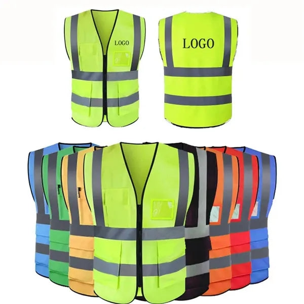 Logo Reflective Safety Vest With Pocket