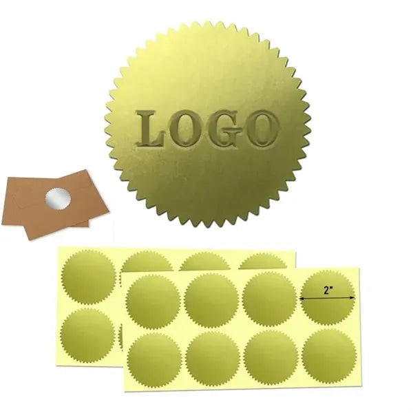 Serrated Edge Gold Metallic Foil Self-adhesive Wafer Sticker