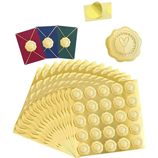 Serrated Edge Gold Metallic Foil Self-adhesive Wafer Sticker