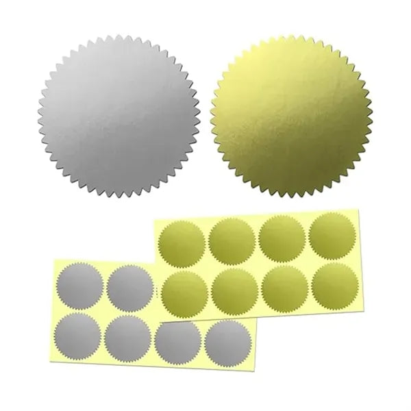Serrated Edge Gold Metallic Foil Self-adhesive Wafer Sticker