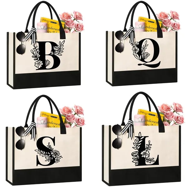 Initial Canvas Tote Bag Suitable for Thank You