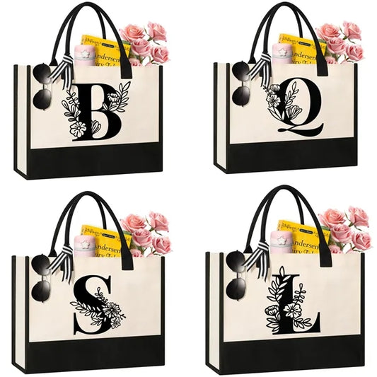 Initial Canvas Tote Bag Suitable for Thank You