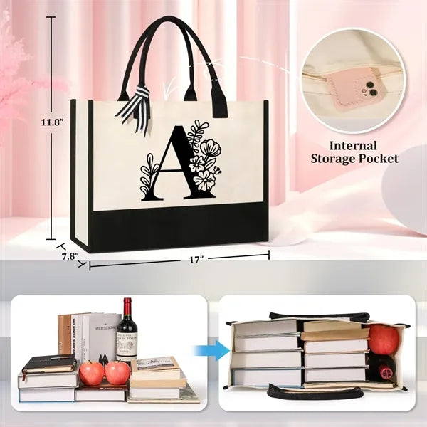 Initial Canvas Tote Bag Suitable for Thank You