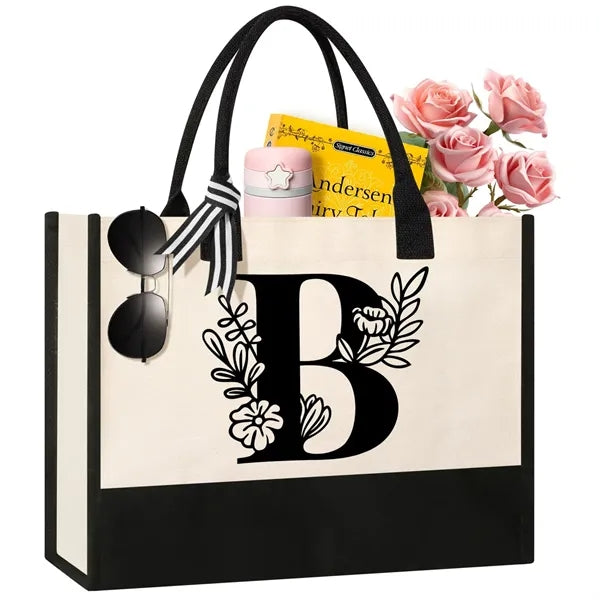 Initial Canvas Tote Bag Suitable for Thank You