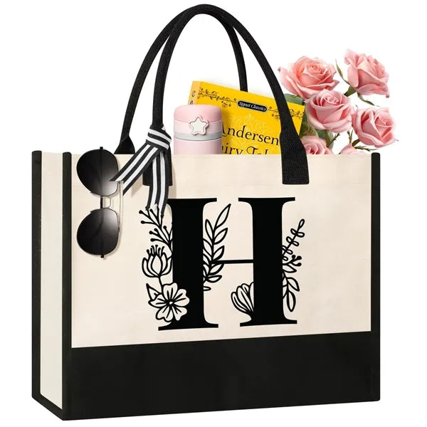 Initial Canvas Tote Bag Suitable for Thank You