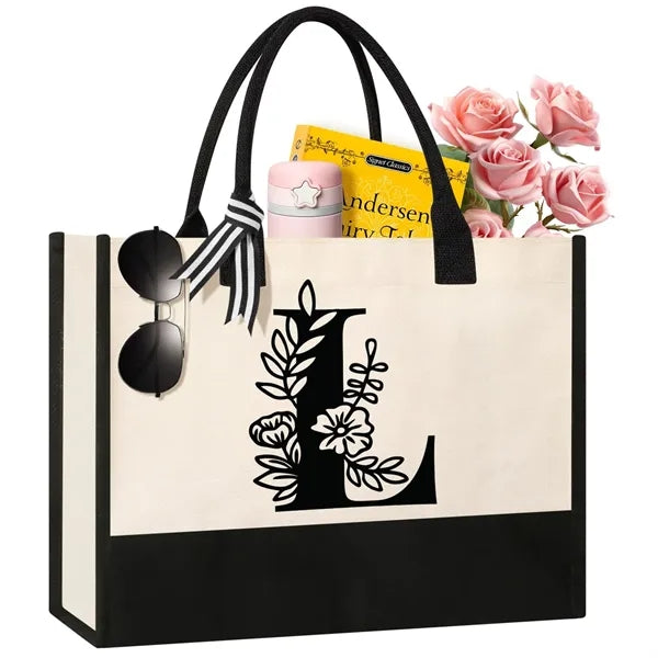 Initial Canvas Tote Bag Suitable for Thank You