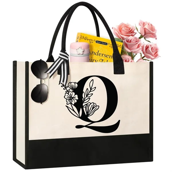 Initial Canvas Tote Bag Suitable for Thank You