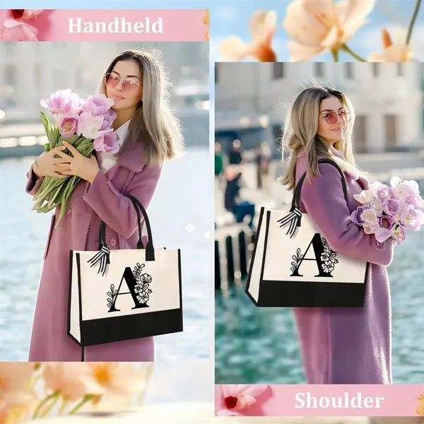 Initial Canvas Tote Bag Suitable for Thank You
