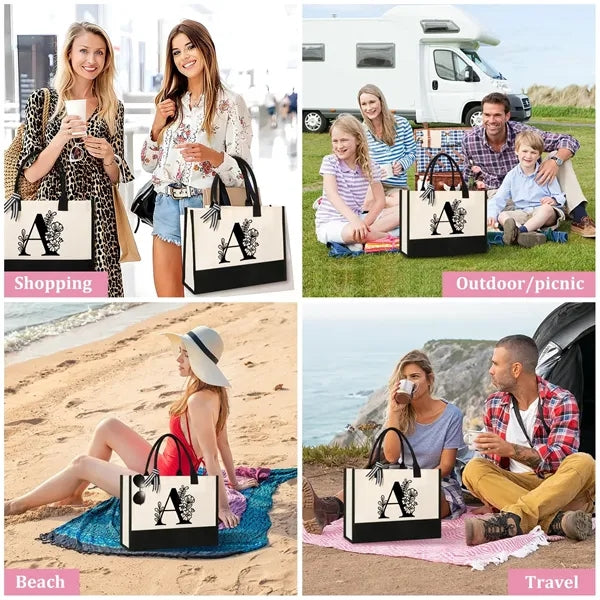 Initial Canvas Tote Bag Suitable for Thank You