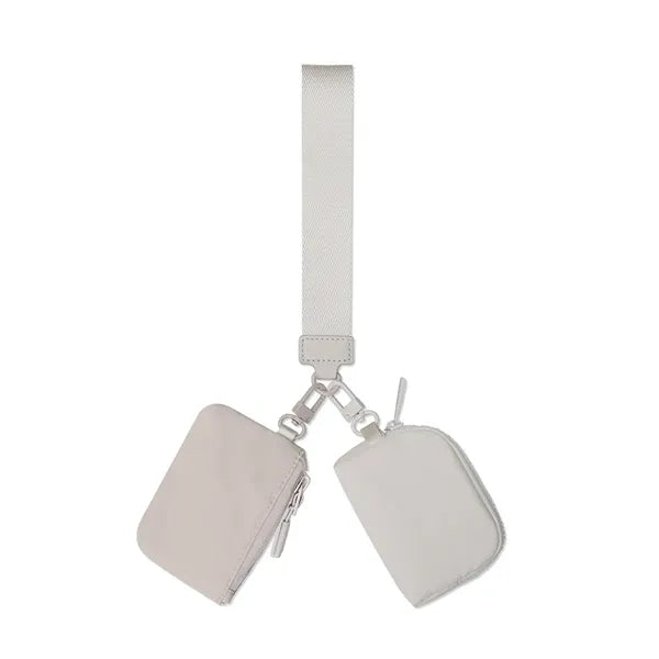 Dual Pouch Mini Zip Wristlet Wallet