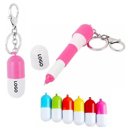 Capsule Shaped Pen With Keyring