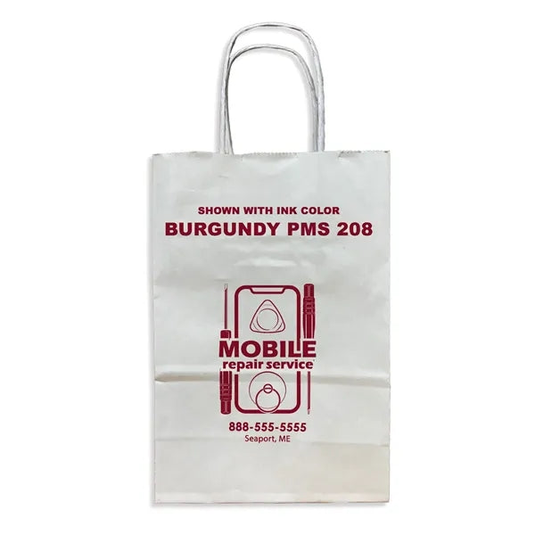 White Twisted Handle Bag With One Color Printing
