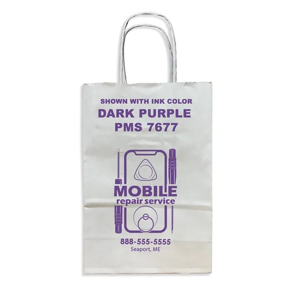 White Twisted Handle Bag With One Color Printing