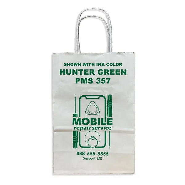 White Twisted Handle Bag With One Color Printing