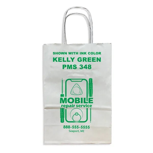 White Twisted Handle Bag With One Color Printing
