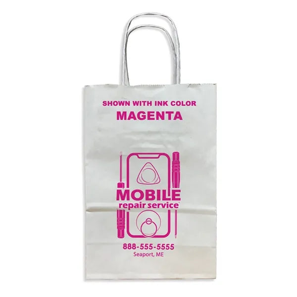 White Twisted Handle Bag With One Color Printing