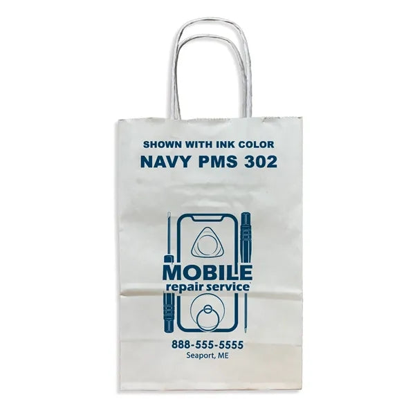 White Twisted Handle Bag With One Color Printing
