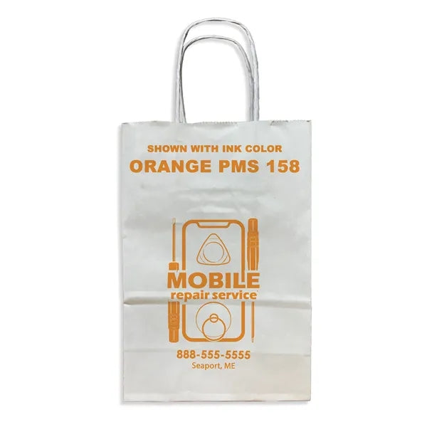 White Twisted Handle Bag With One Color Printing