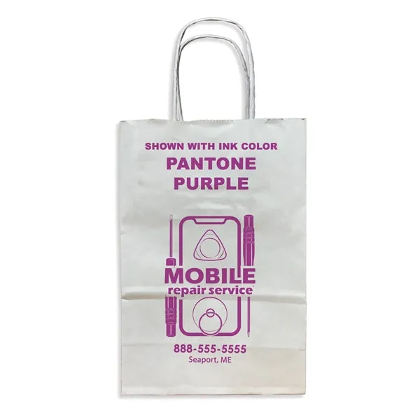 White Twisted Handle Bag With One Color Printing