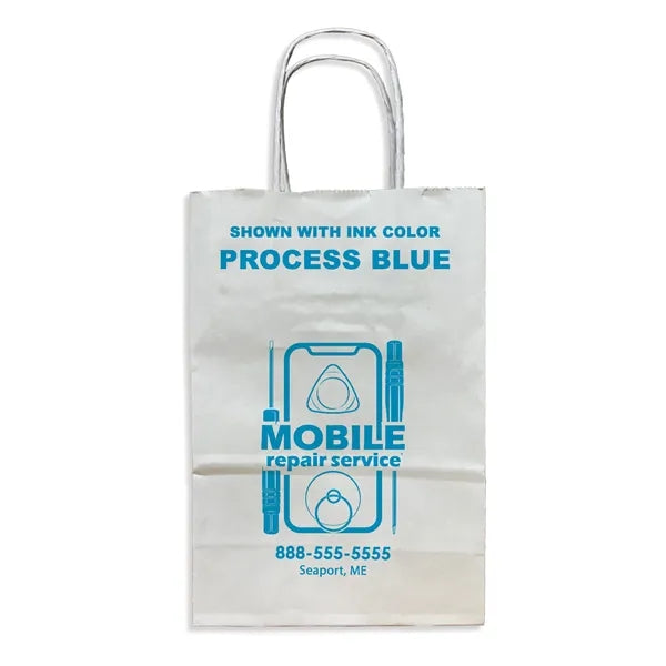 White Twisted Handle Bag With One Color Printing
