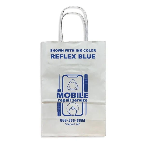 White Twisted Handle Bag With One Color Printing