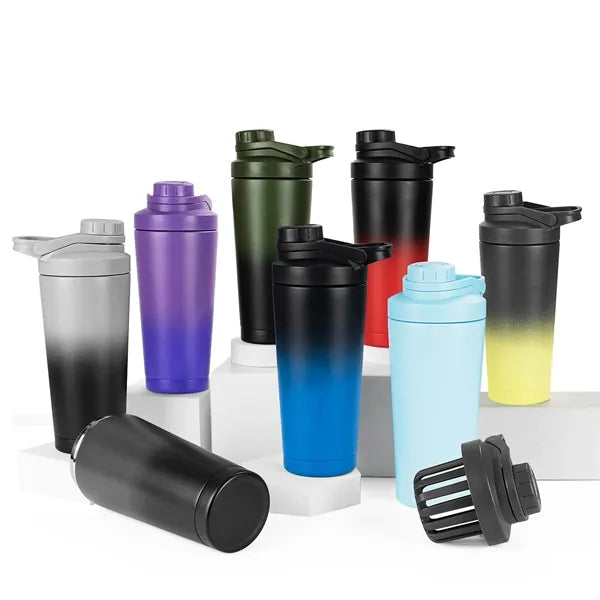 Insulated stainless steel protein shaker cup water bottle