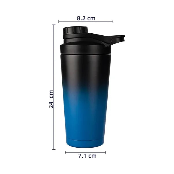 Insulated stainless steel protein shaker cup water bottle