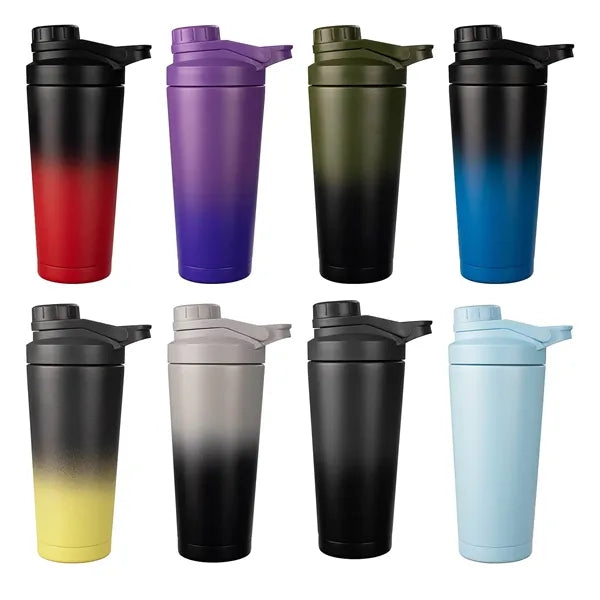 Insulated stainless steel protein shaker cup water bottle