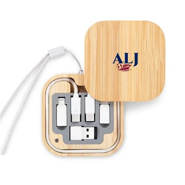 Square Bamboo Multi-Function Data Cable Storage Box