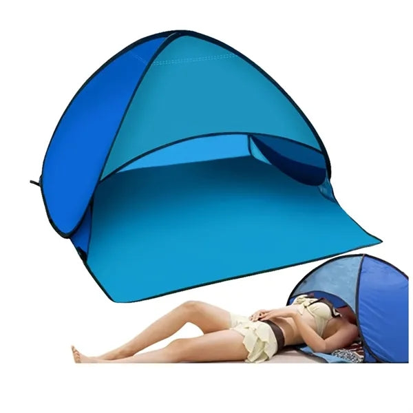 Foldable Beach Tent with Phone Holder and Storage Bag