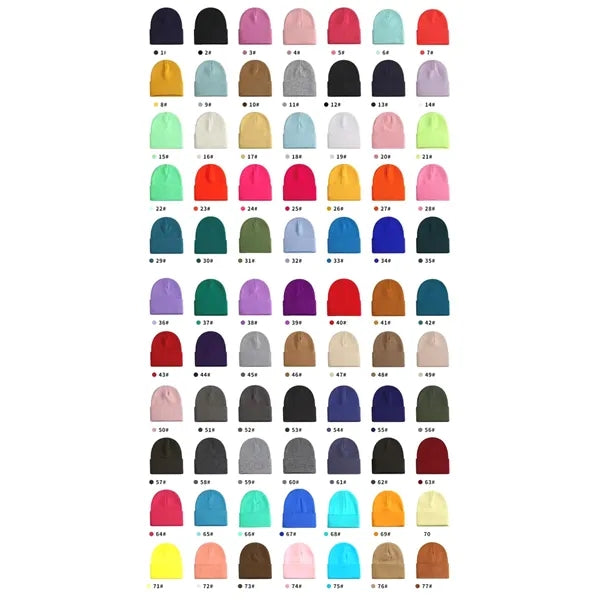 Winter Unisex Acrylic Knit Cuffed Beanie Hat 77 Colors