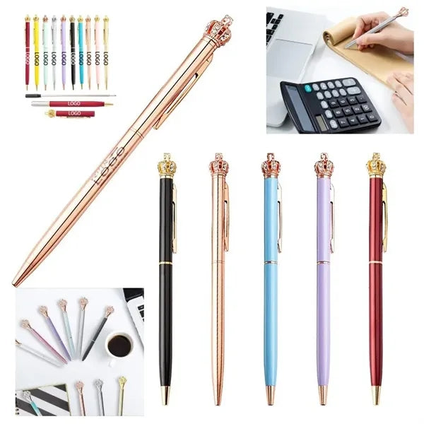Crown Top Decor Metal Ballpoint Pen