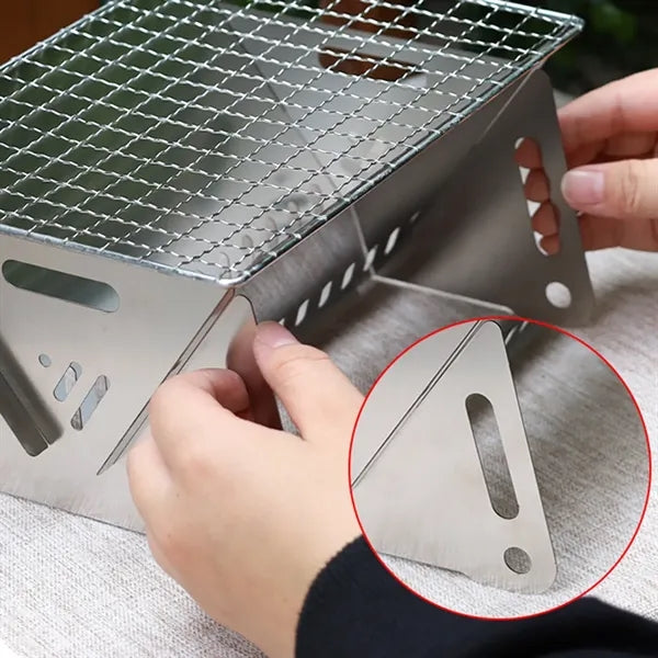 Mini Portable Outdoor Folding Card Stove Charcoal BBQ Grill