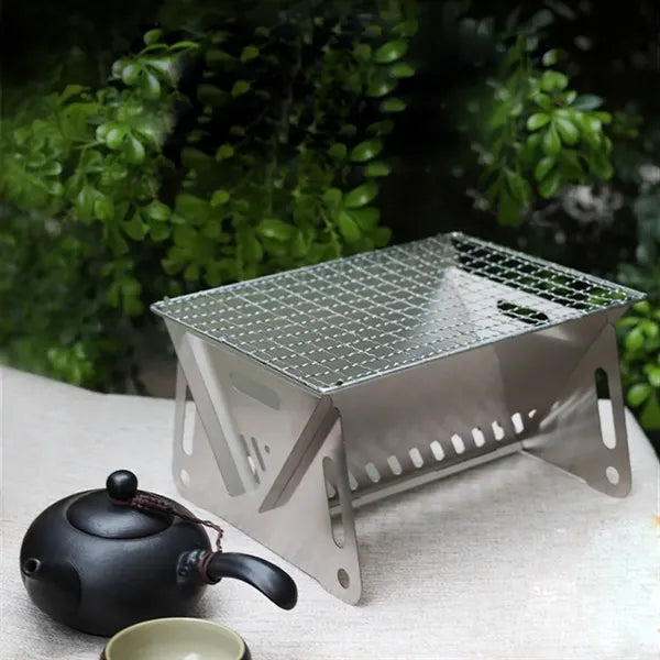 Mini Portable Outdoor Folding Card Stove Charcoal BBQ Grill