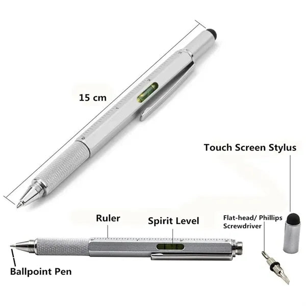 Plastic 6 in 1 Multitool Tech Pen