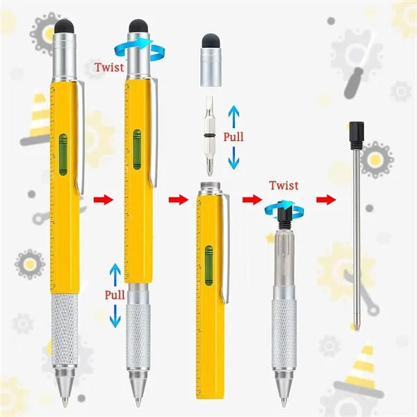 Plastic 6 in 1 Multitool Tech Pen