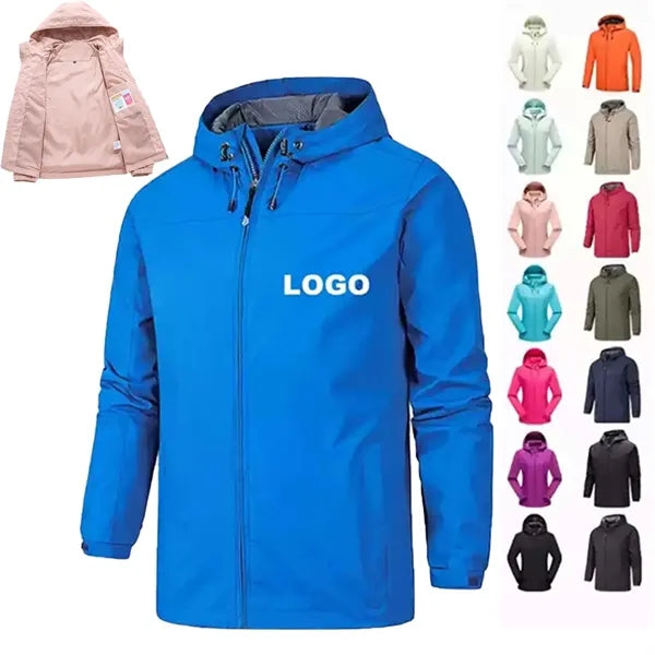 Male And Female Custom Logo Waterproof Windbreaker Jackets