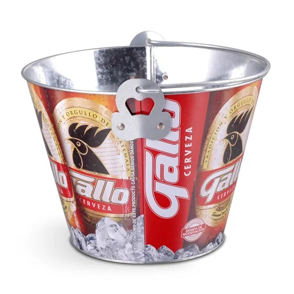 Round shape 6 bottles Tin Ice bucket with opener