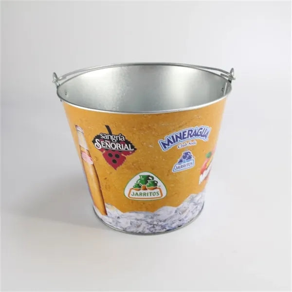 Round shape 6 bottles Tin Ice bucket with opener