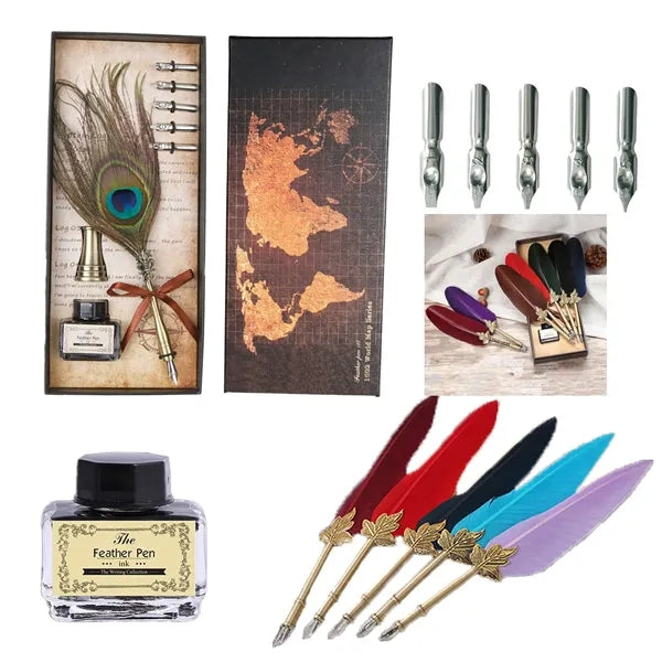 Vintage Luxury Fountain Pen with Feather