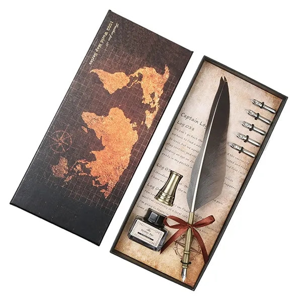 Vintage Luxury Fountain Pen with Feather