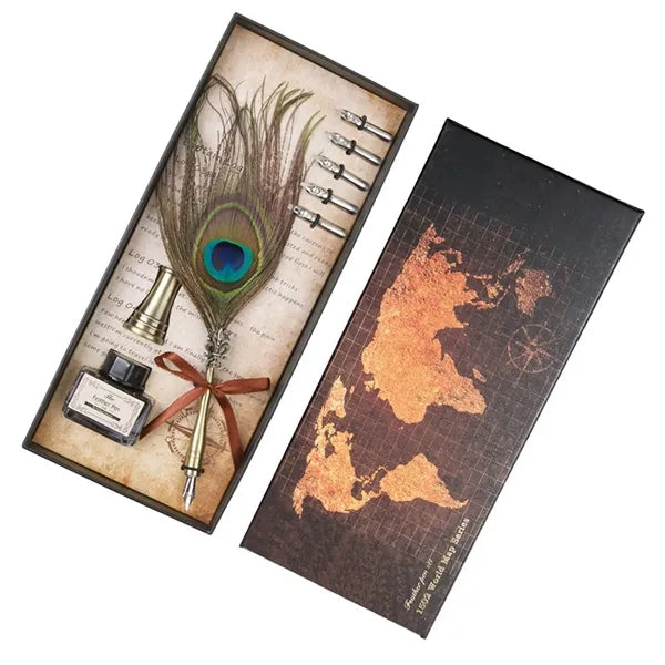 Vintage Luxury Fountain Pen with Feather