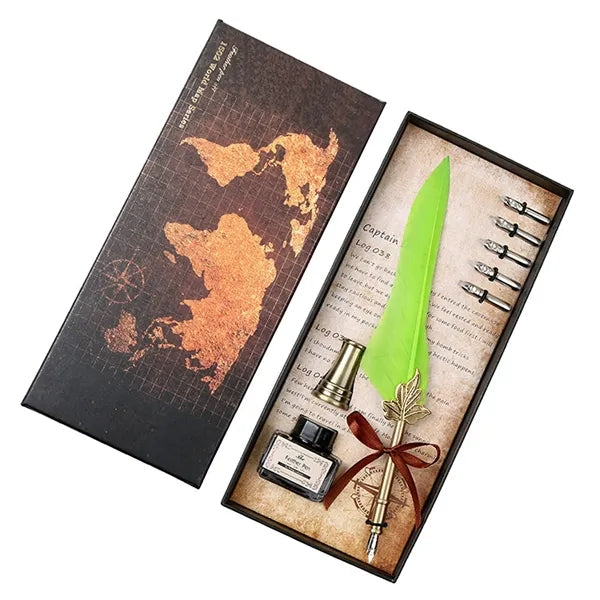 Vintage Luxury Fountain Pen with Feather
