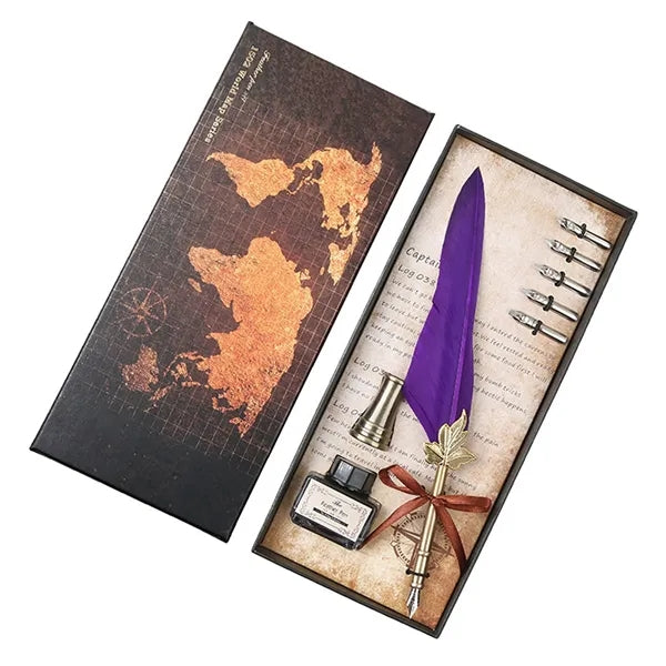 Vintage Luxury Fountain Pen with Feather