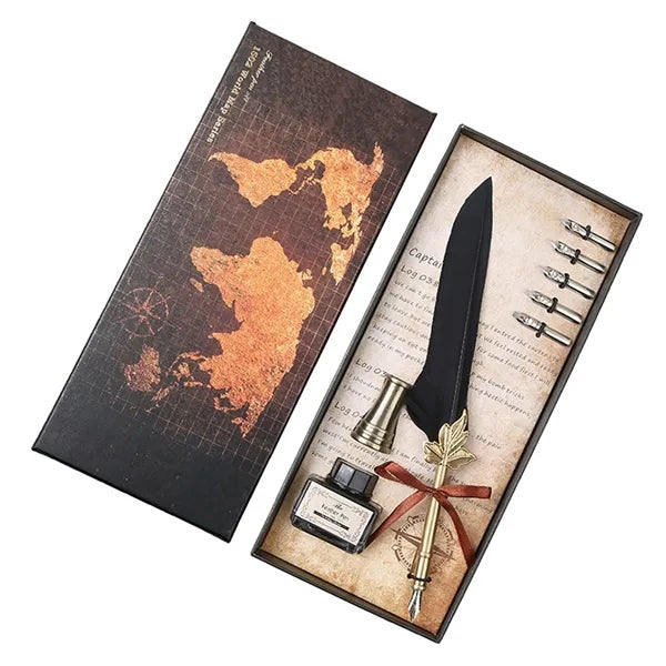 Vintage Luxury Fountain Pen with Feather