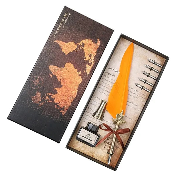 Vintage Luxury Fountain Pen with Feather
