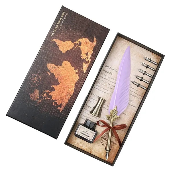 Vintage Luxury Fountain Pen with Feather