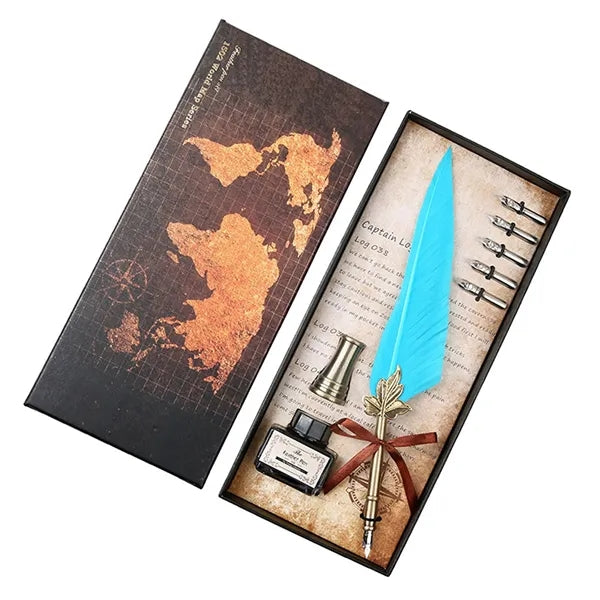 Vintage Luxury Fountain Pen with Feather