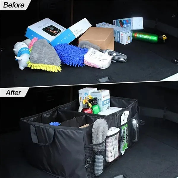 Collapsible Multi Compartment Car Trunk Organizaer